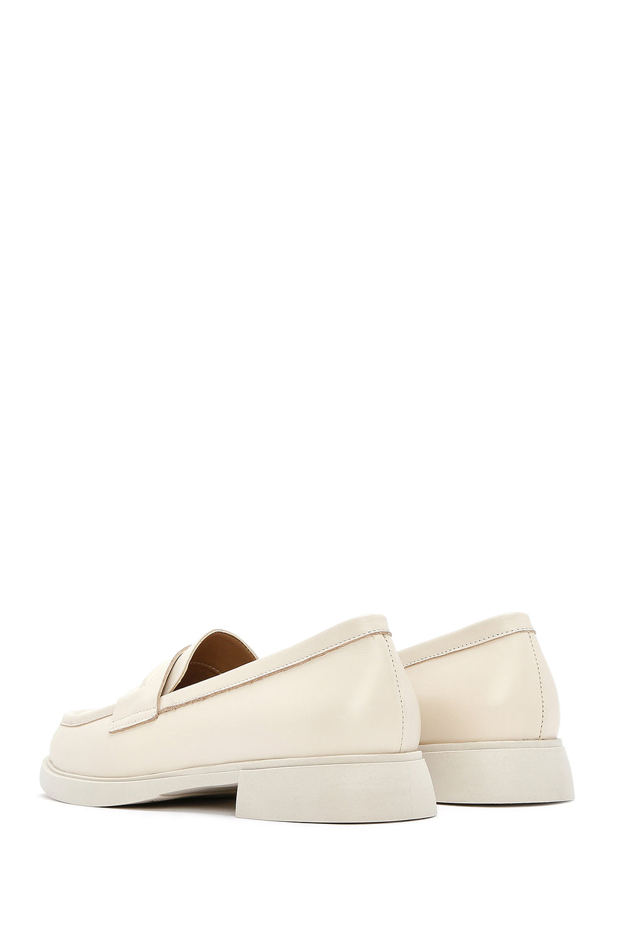 Women's Cream Leather Masculine Loafer