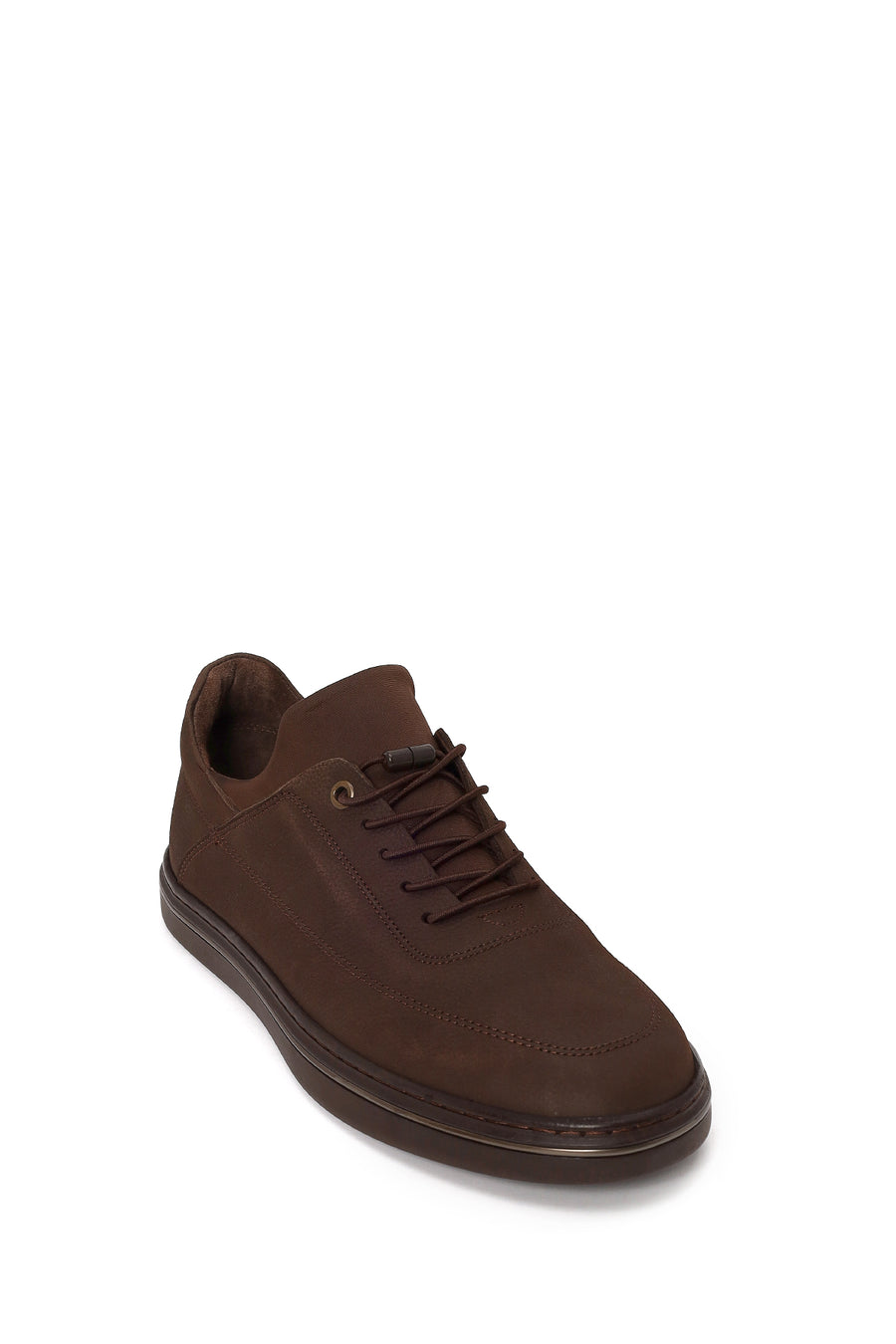 Erkek Kahverengi Bağcıklı Nubuk Deri Casual Sneaker