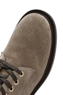 Women's Mink Zipper Suede Leather Combat Boots | Derimod