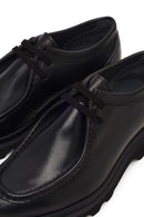 Male Black Lace-Up Thick-Soled Leather Casual Shoes | Derimod