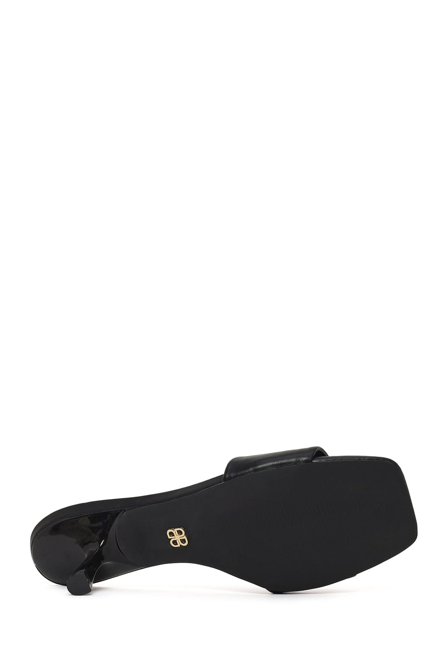 Women's Black Short Thin Heeled Slippers