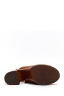 Women's Tan Ankle Buckle Platform High Heel Suede Leather Sandals | Derimod