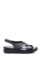 Women's Black Leather Comfort Sandals | Derimod