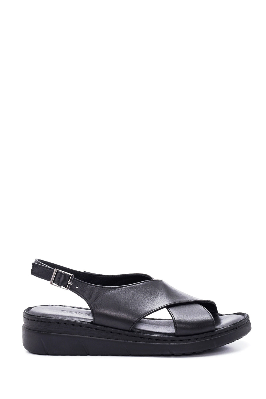 Women's Black Leather Comfort Sandals 22SFD341318 | Derimod