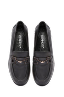 Woman Black Buckle Detail Leather Comfort Loafer | Derimod