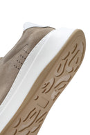 Men's Beige Lace-Up Thick-Soled Nubuck Leather Sneakers | Derimod