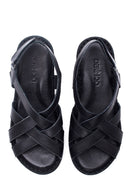 Kadın Siyah Deri Comfort Sandalet | Derimod