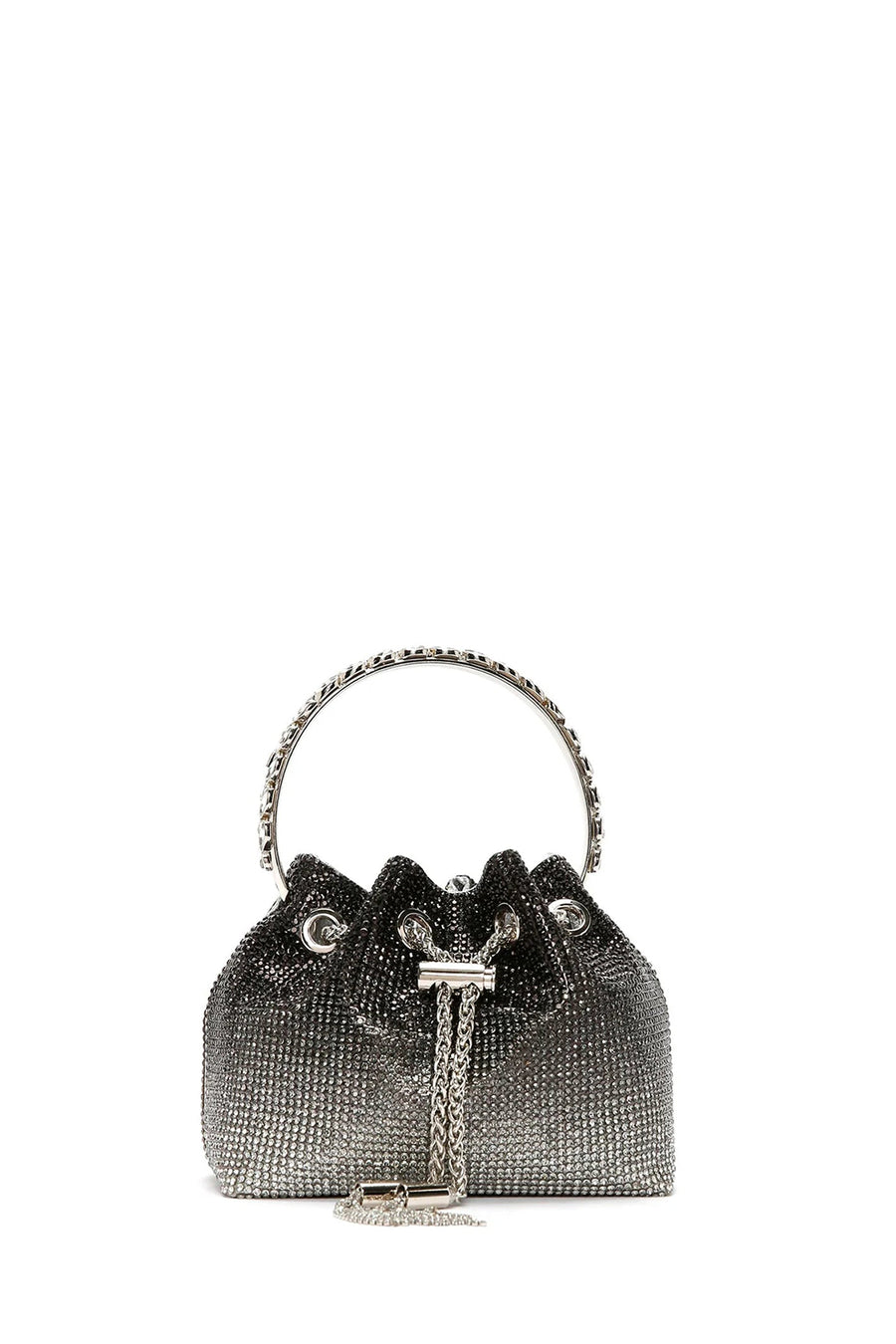 Women's Black Long Chain Strap Stone Mini Evening Handbag