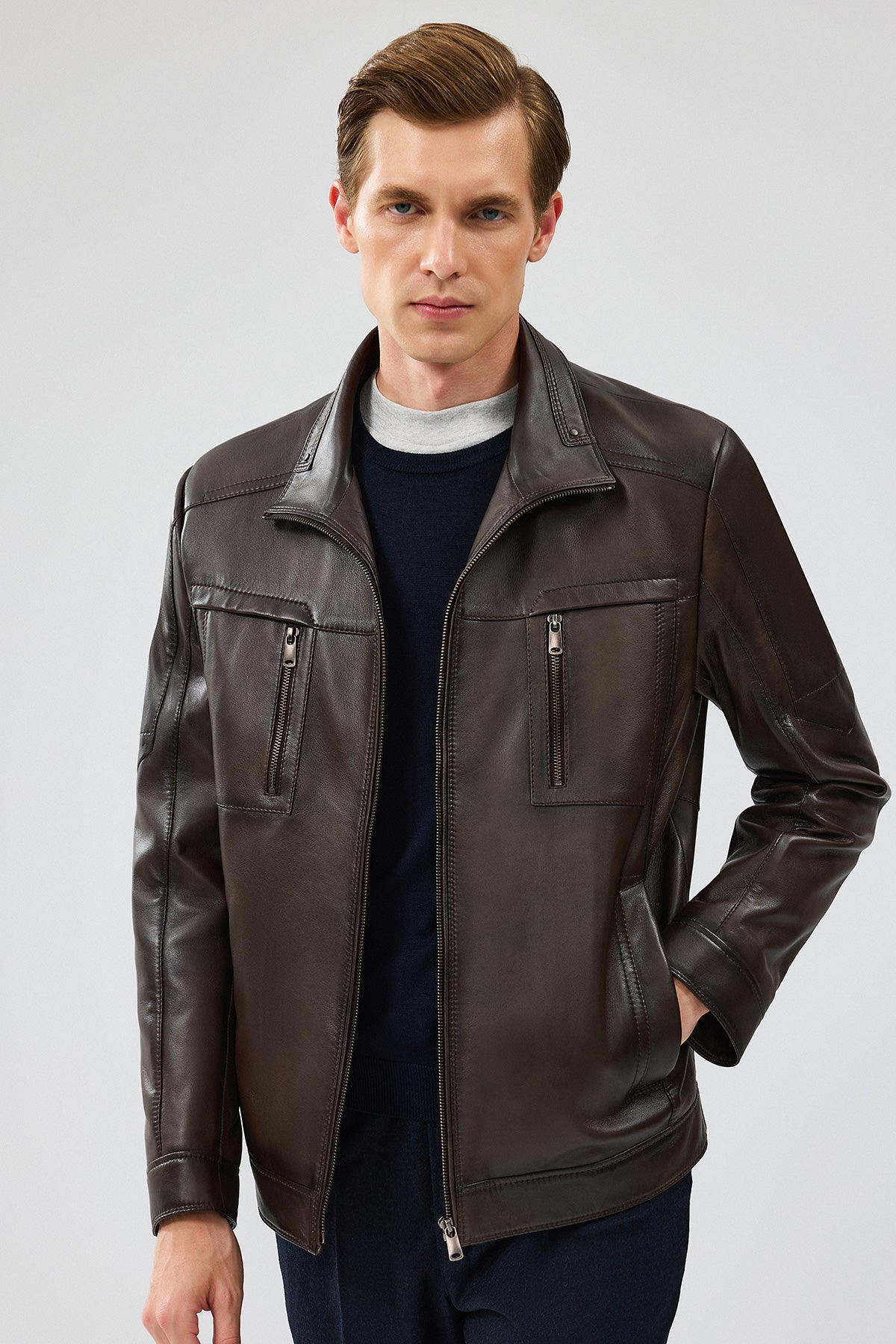 Hugo Men's Mink Leather Jacket 24WGE654047 | Derimod