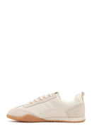 Kadın Krem Bağcıklı Deri Sneaker | Derimod