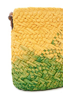 Women's Yellow Green Long Strap Straw Crossbody Bag | Derimod