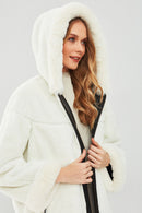 Verona Women's Black Double-Sided Teddy Leather Coat | Derimod
