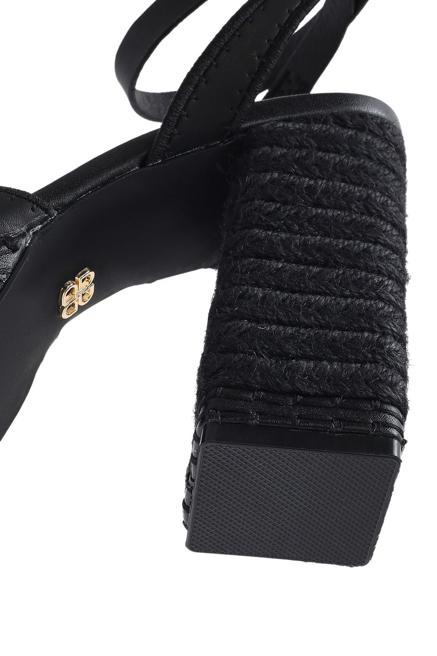 Women's Black Ankle Buckle Platform High Thick Heel Sandals