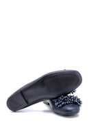 Women's Leather Bead Detailed Ballerinas | Derimod