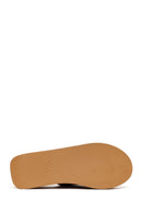 Woman Tan Wedge-Heel Suede Leather Slippers | Derimod