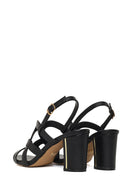 Woman Black Ankle Buckle Chunky Heeled Sandals | Derimod