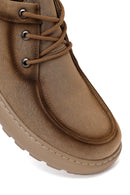 Derimod Zero Male Khaki Lace-Up Thick-Soled Fabric Casual Shoes | Derimod