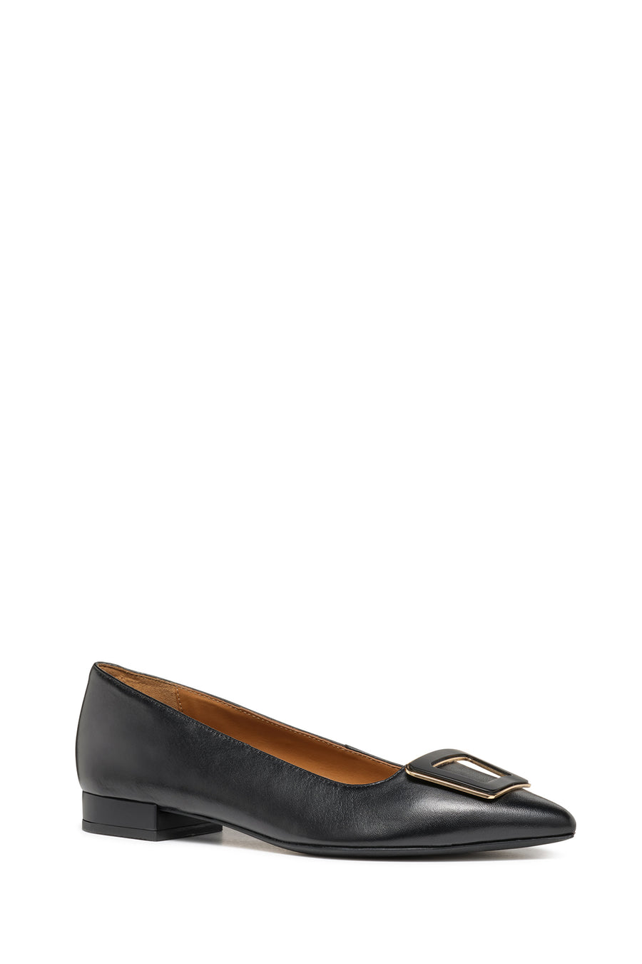 Geox Women's Black Charyssa Buckle Detailed Leather Ballerinas