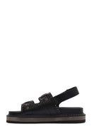 Women's Black Buckled Thick Soled Sandals | Derimod