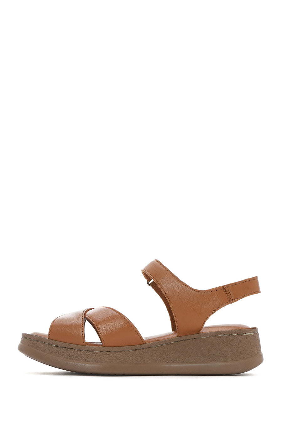 Women's Brown Thick Soled Leather Comfort Sandals
