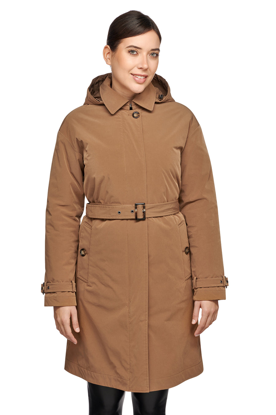Geox Women's Brown Anyweco Hooded Trench Coat