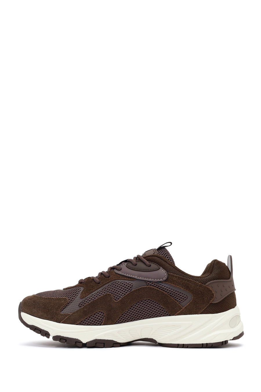 Male Brown Lace-Up Thick-Soled Leather Sneaker