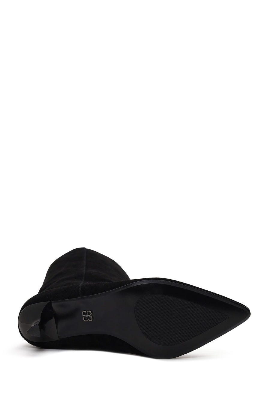 Woman Black Short Thin-Heeled Suede Short Boots