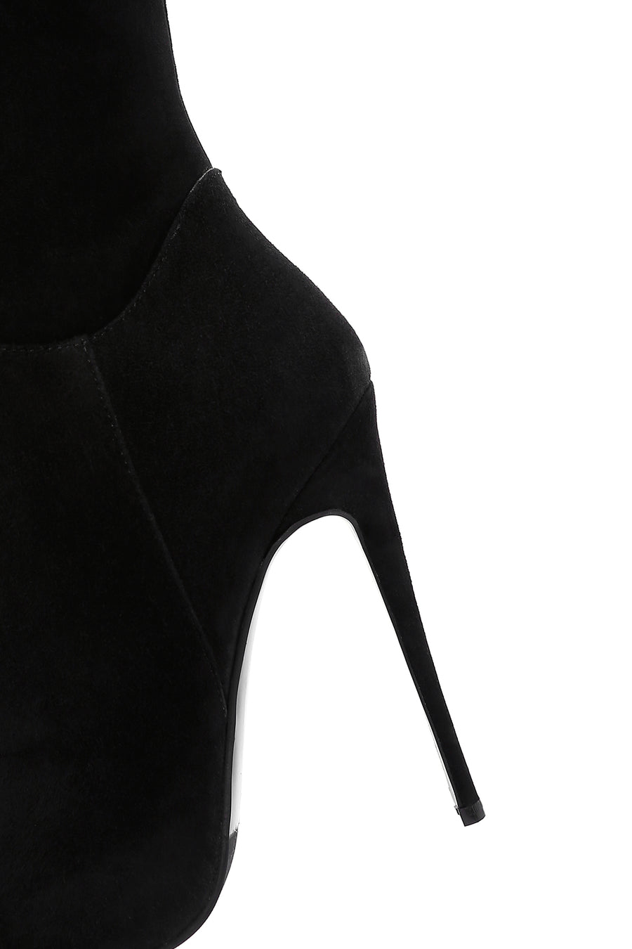 Women's Black High Thin Heeled Suede Leather Classic Boots