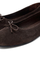 Woman Brown Suede Leather Babet | Derimod