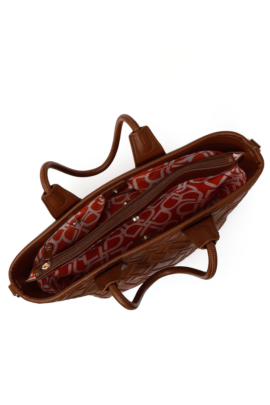 Woman Brown Long-Strap Printed Shoulder Bag