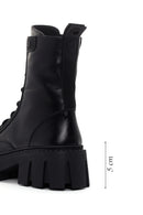 Women's Black Zippered Leather Boots | Derimod