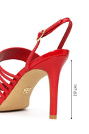 Woman Red Buckled Ankle Strap Slim High-Heeled Patent Leather Sandals | Derimod