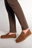 Men's Tan Suede Leather Loafers | Derimod