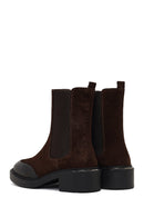 Women's Brown Thick-Soled Suede Leather Chelsea Boot | Derimod