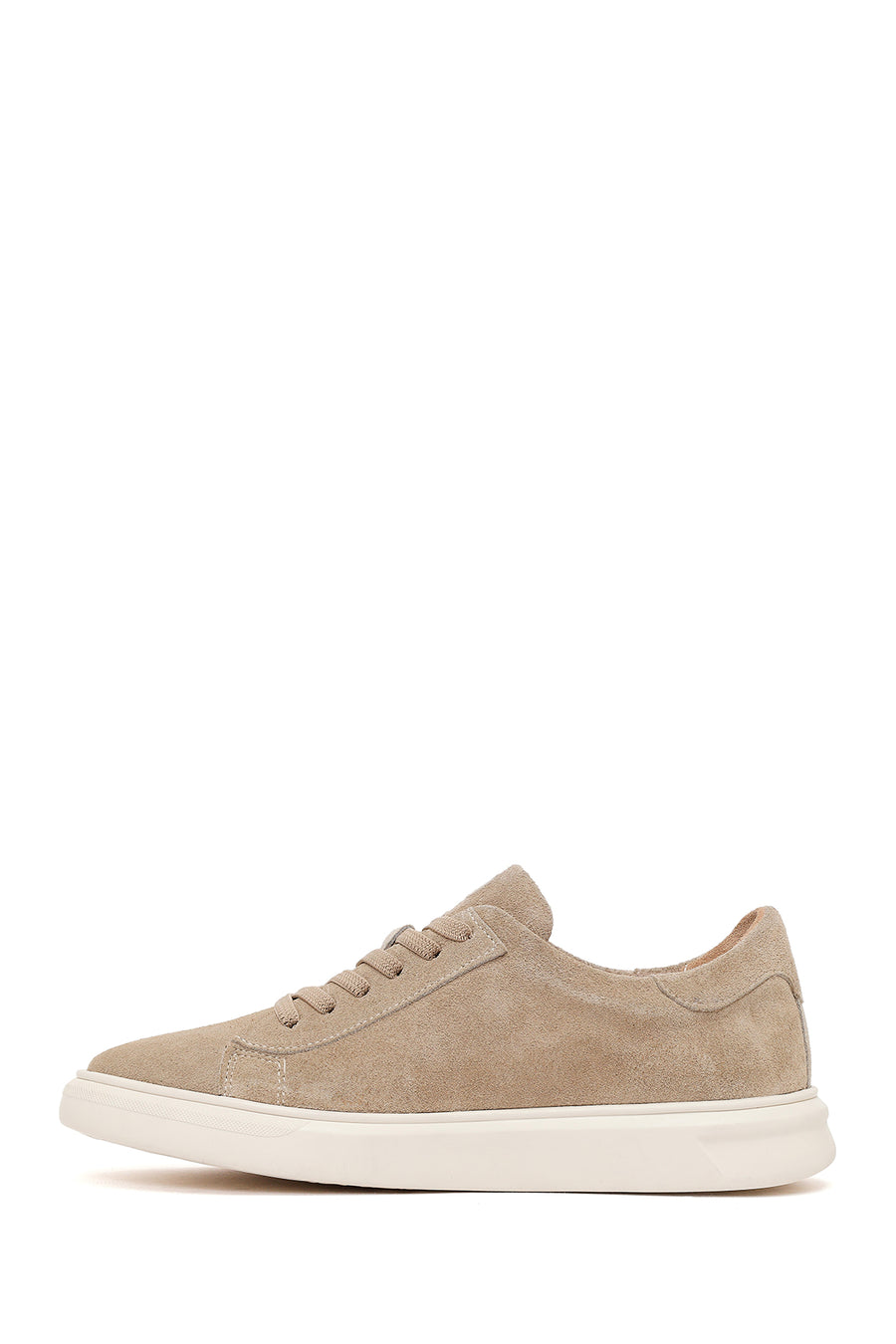 Erkek Bej Bağcıklı Süet Deri Sneaker