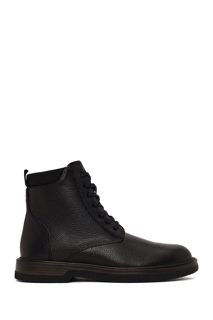 Male Black Lace-up Zip Closure Leather Boots WM600022DF | Derimod