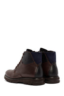 Men's Brown Lace-Up Zipper Detailed Leather Casual Boots | Derimod