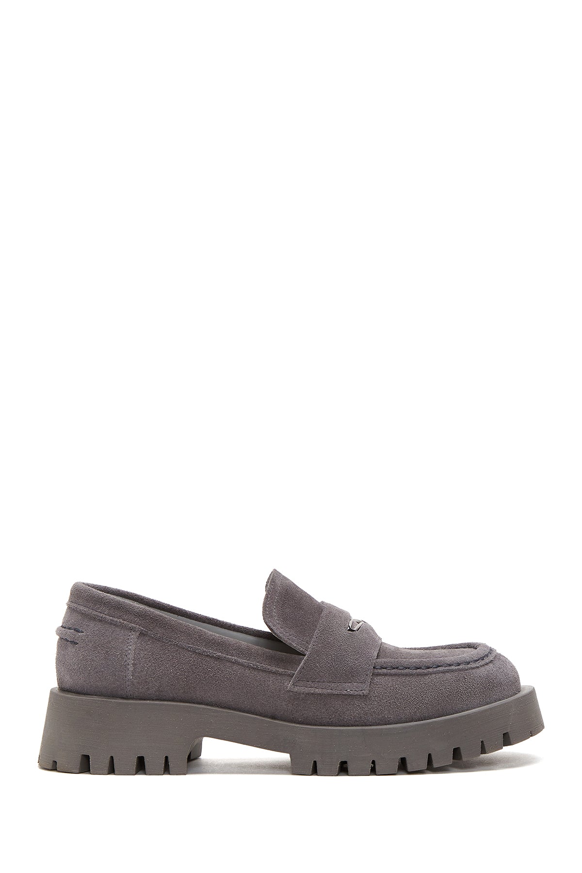 Kadın Gri Deri Süet Maskülen Loafer 22SFD180110 | Derimod