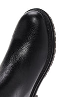 Woman Black Zip Closure Leather Boots | Derimod