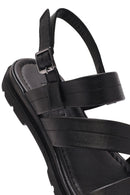 Women's Black Leather Ankle Buckle Sandals | Derimod