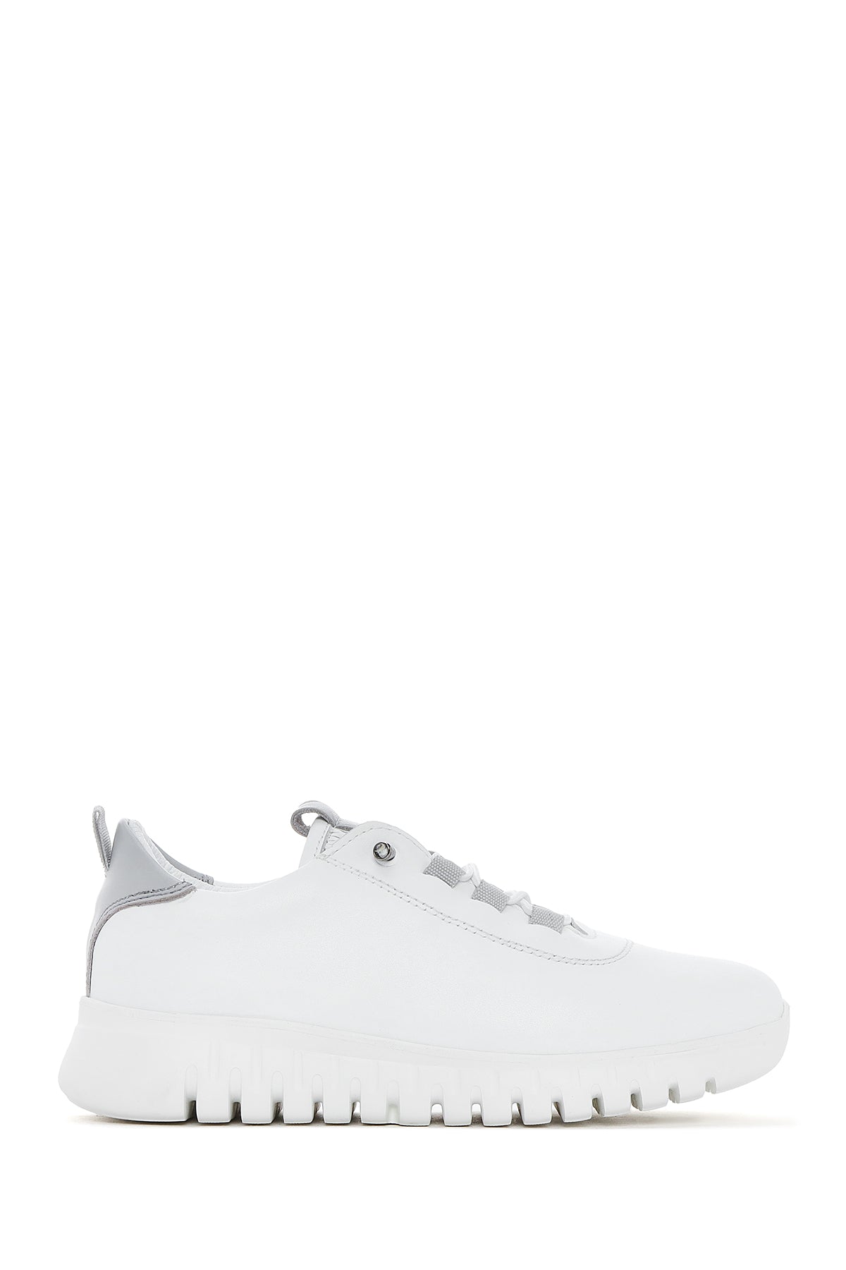 Women's White Lace-Up Leather Sneaker 25SFD501918 | Derimod