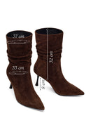 Woman Brown Thin-Heeled Suede Boots | Derimod
