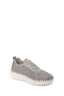 Woman Gray Lace-Up Thick-Soled Patterned Sneaker | Derimod