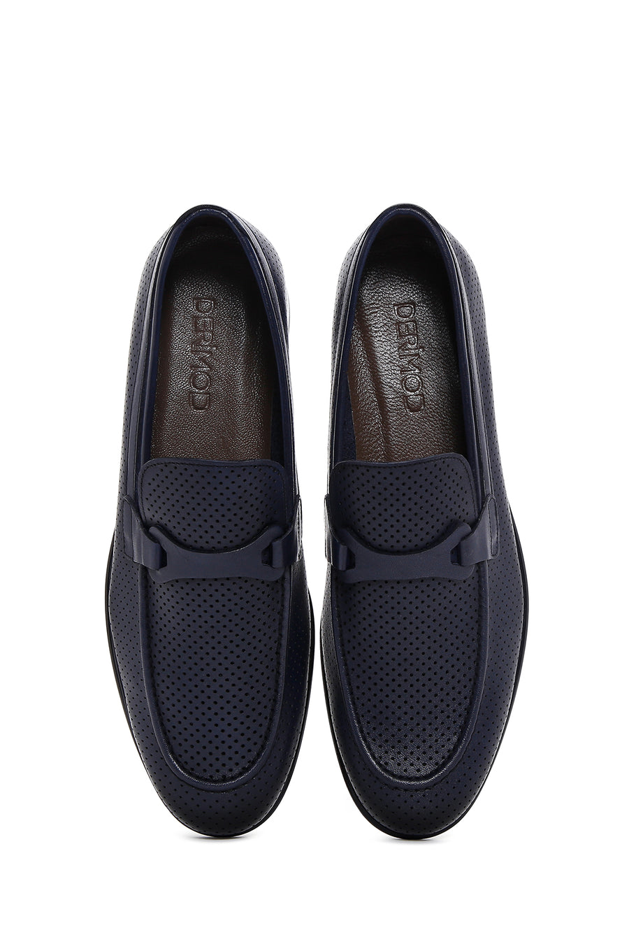 Men's Navy Blue Leather Printed Classic Loafer