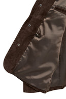 Salah Men's Tan Shirt Collar Suede Leather Jacket | Derimod
