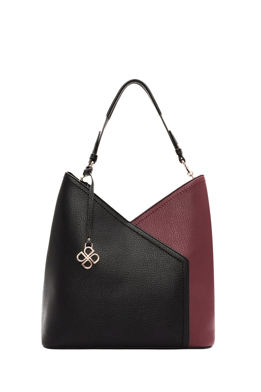 Woman Black Shoulder Bag with Short and Long Straps