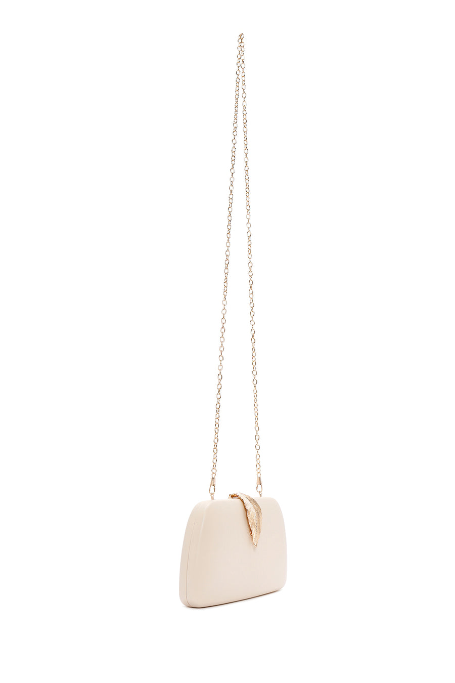 Women's Cream Long Chain Strap Clutch Bag