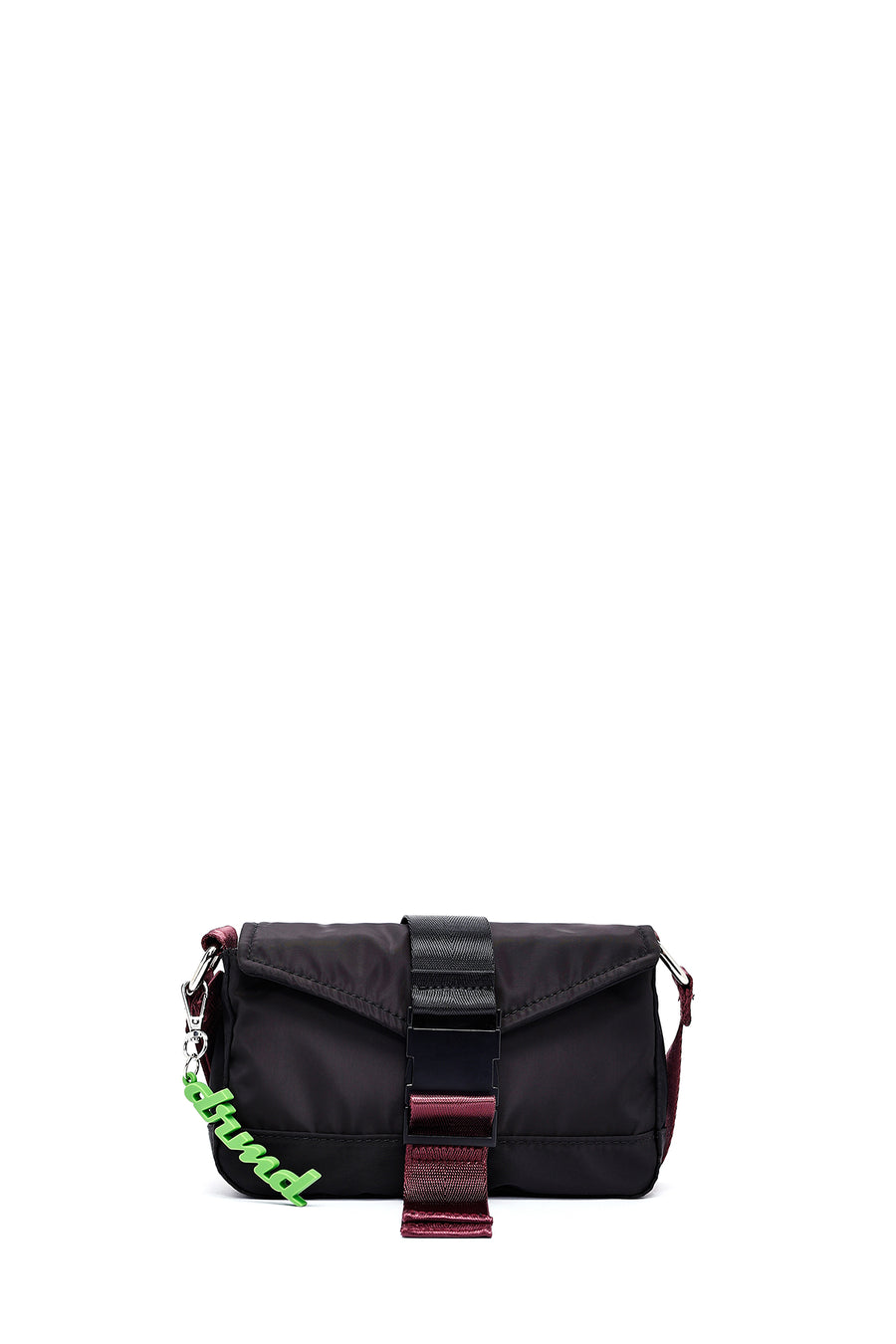 Women's Black Long Strap Mini Fabric Crossbody Bag