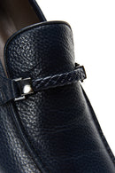Erkek Lacivert Deri Örgü Detaylı Casual Loafer | Derimod