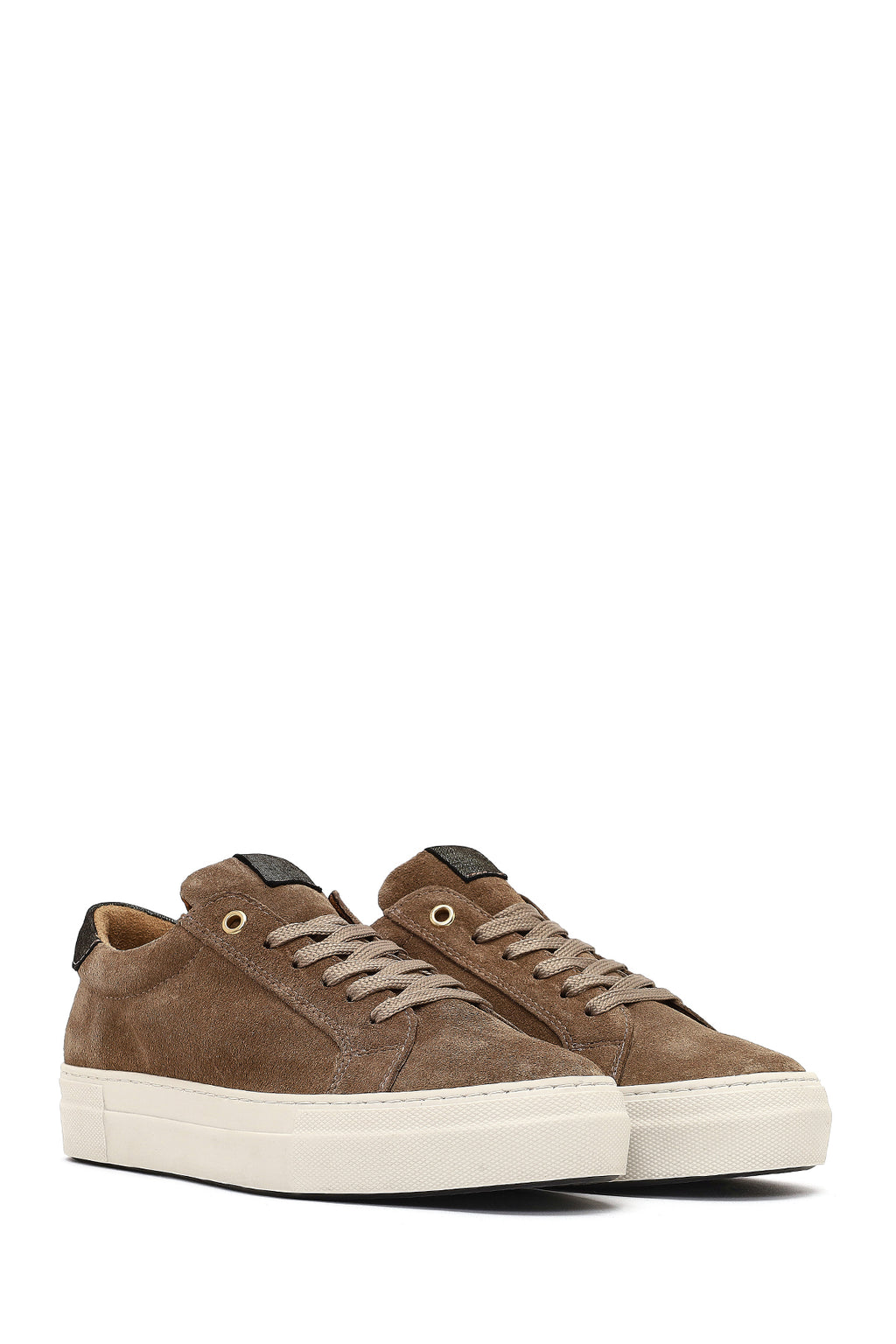 Kadın Bej Bağcıklı Süet Deri Sneaker